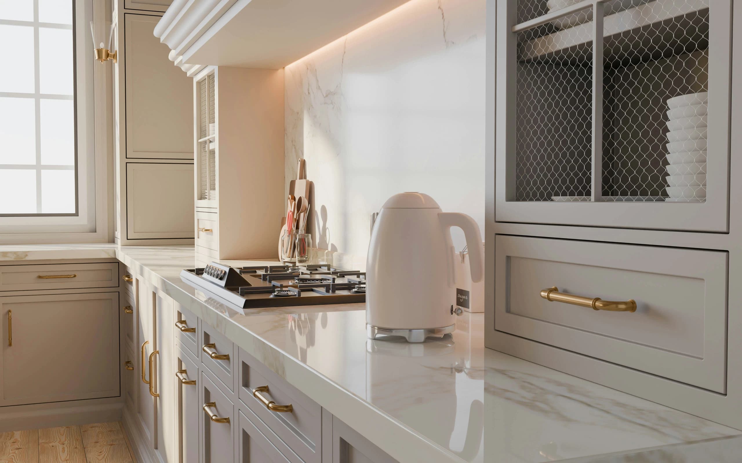 Custom kitchen maintained by KM Fine Homes